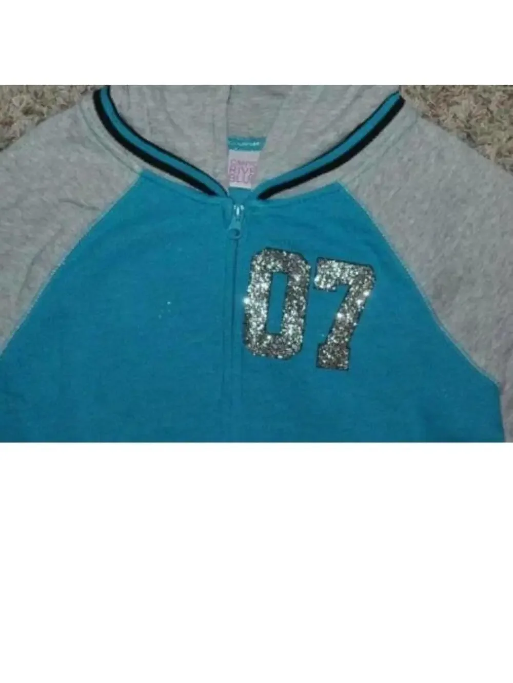 CRB Varsity Jacket Girls 14/16 Hooded Fleece Zip Up Glitter Long Sleeve PLUS
